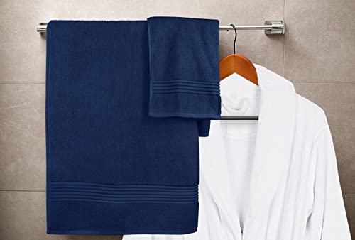 Utopia Towels Bundle Of 10 Bath Sheets & Bath Towel Set - 2 Pack 600 Gsm Jumbo Bath Sheets - Set Of 8 Cotton Bath Towels Set- Highly Absorbent Luxury Towels (Navy) #TOP3