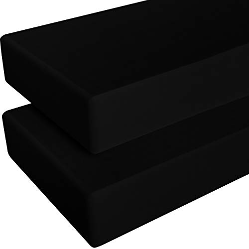 Image of NTBAY 2 Pack 100% Brushed Microfiber Fitted Crib Sheet, Super Soft and Cozy 28x52 Crib Sheet for Standard Crib and Toddler Mattresses, Boys, Girls, Unisex, Black, 28x52 Inches