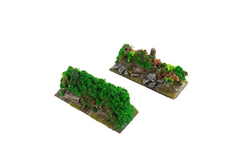 War World Gaming Battle Bocage Short Straight Sections x 2 – 28mm Heroic Scale Wargaming Terrain Model Diorama Scenery Wargame WW2 Tabletop Battle Normandy France WWII Hedgerow