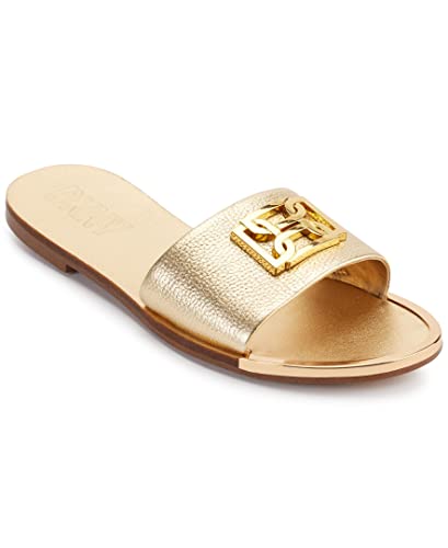 Preisvergleich Produktbild DKNY Damen Gracen Leather Flat Slide, Gold, 38 EU