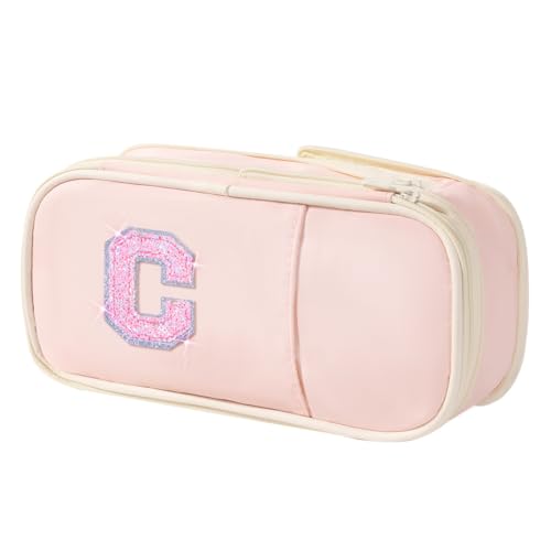 Image of Janhavi Initial Large Capacity Premium Oxford Cute Aesthetic Pencil Case Pouch Bag Special School Supplies Colored Stationery Organizer Gifts for Girls, Women, Adults