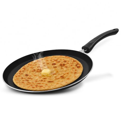 Image of Milton Pro Cook Induction Cookware & Gas Stove Friendly Classic 28cm Non Stick Dosa Tawa | Greblon C3+ German Coating | PFOA Free | Metal Spoon Friendly | Sturdy Handle | Dishwasher Safe | 1Y Warranty