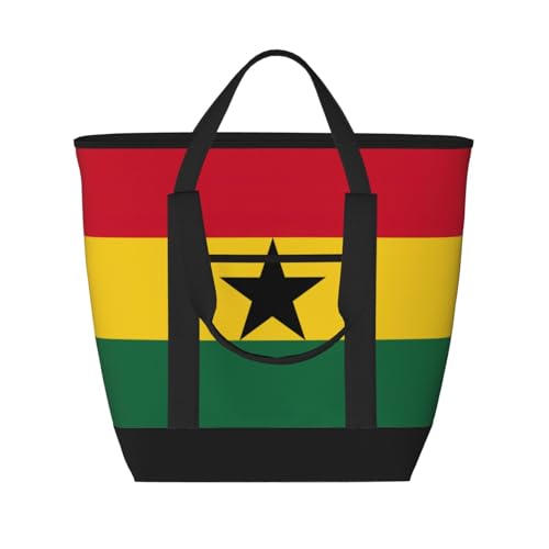 Sac isotherme grande capacité motif drapeau du Ghana noir taille unique pour courses