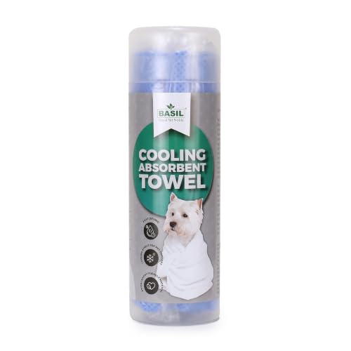 Image of Basil Microfiber Ultra-Soft, Quick-Absorbent & Cooling Towel for Pets, Eco-Friendly, Fast-Drying Bathing Towel for Dogs & Cats of All Breeds, Perfect for Travel & Outdoor Uses, Blue 1pcs 66L x 43W CM