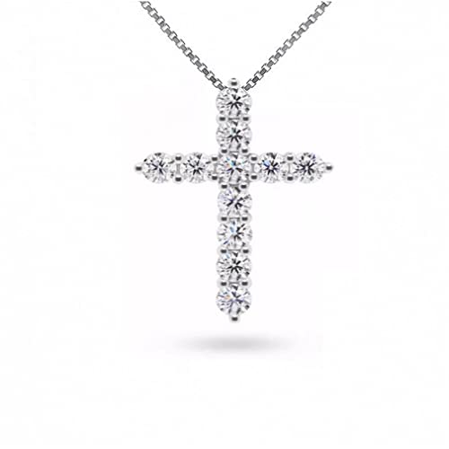 Collier en diamant zircone cubique 1,1 CT bijoux argent 925 pendentif rond femme