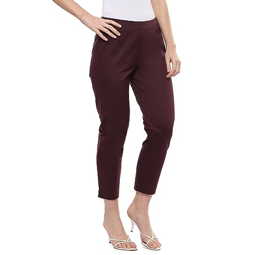 Image of BIBA Women Cotton Slim Solid Pants