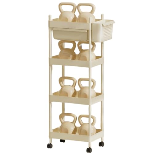 Dormitorio Carro com Cesta Suspendida Almacenamiento Plástico Multifuncional Organizador Giratorias 360° Oficina Lavandería Cocina Salón Ahorra Espacio(4tier)