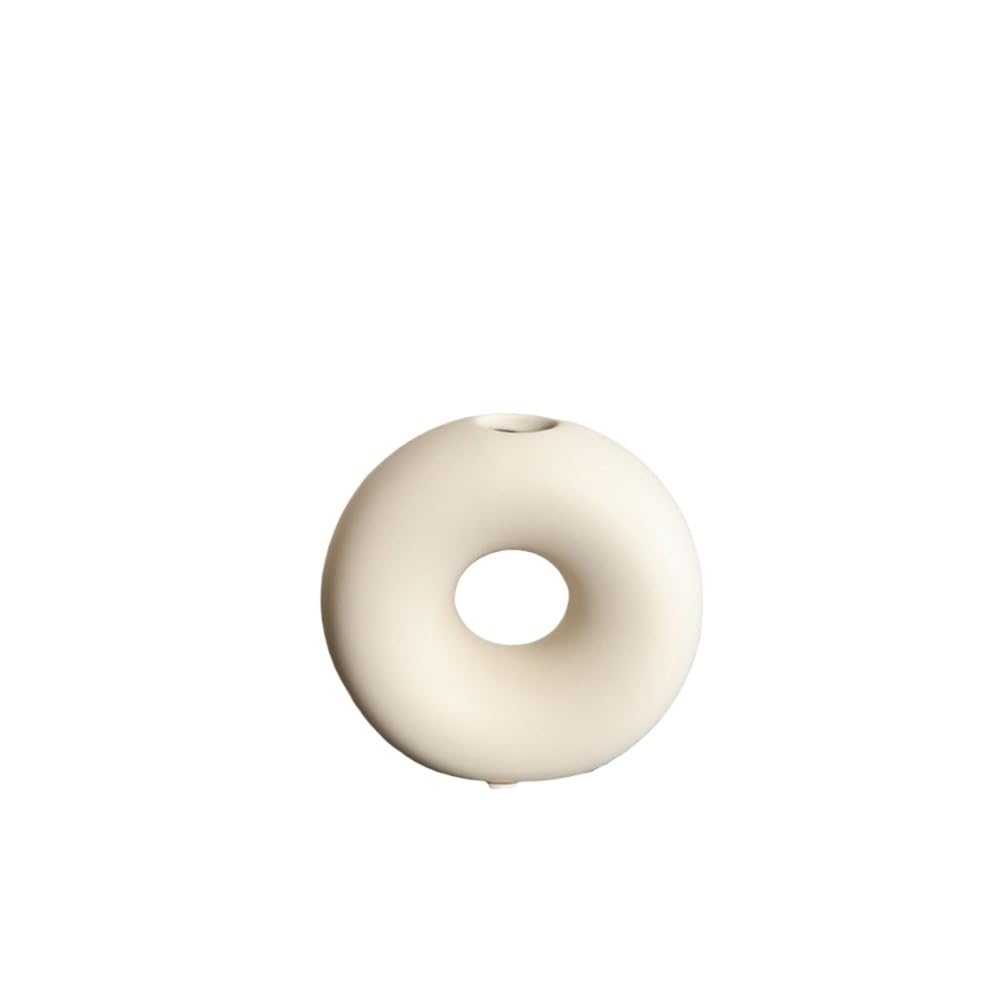 flower vase White Small Circle Ceramic Vase Living Room Flower Arrangement Decoration