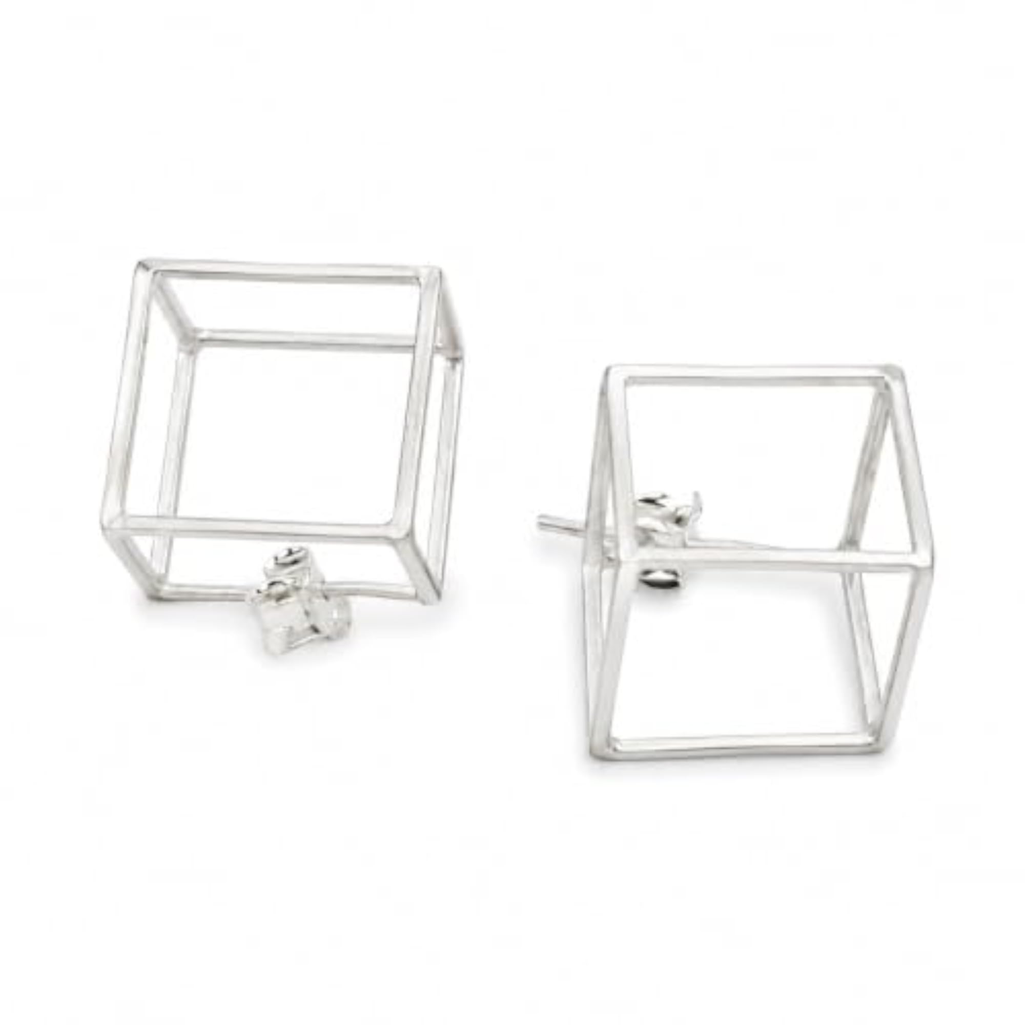 Women's 925 Silver Adya Cube Frame Earrings