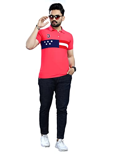 Image of Men's Cotton Embroidred Stretchable Polo T-Shirts Half Sleeves 250 GSM Cotton Regular Fit T-Shirt for Everyday Wear