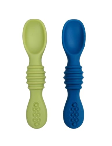 Image of TONY STARK Baby Silicone Spoon Set of 2, Spoons Feeding, Weaning Spoon for Baby 6 to 12 Months, Gum Friendly, BPA Free, Soft & Durable Self-Feeding Spoons
