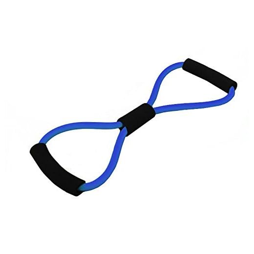 Wacces 8-Shape Tube Resistance Band Fitness Muscle Workout Exercise Yoga Elastic Cord (Blue)
