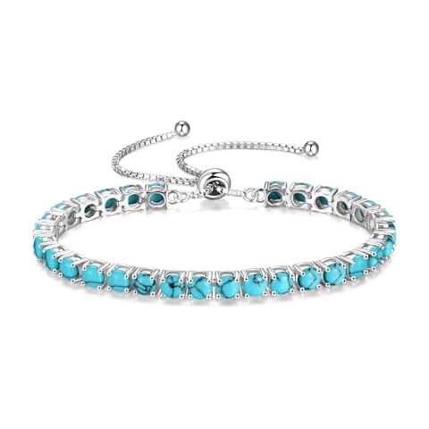 FANCIME Turquoise Sterling Silver Tennis Bracelet Cover