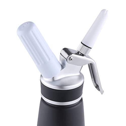 PROFESSIONAL WHIPPED CREAM DISPENSER - Aluminum Whipper Canister with 2 Nitrous (NOS) Cartridge Holders and three decorating tips - Homemade Whip Cream Maker
