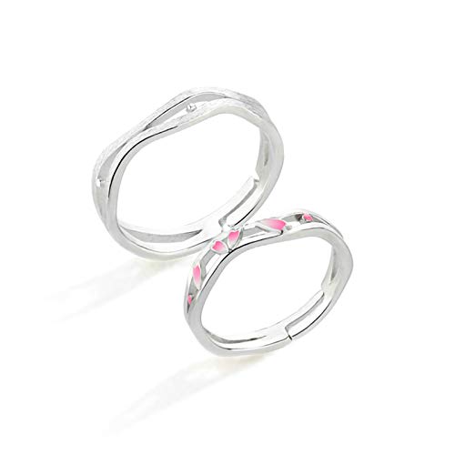 Bague couple 925 argent la fleurs et l'eau bague homme femme réglable fiançailles