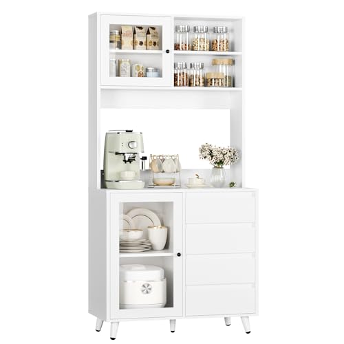 FOREHILL Küchenschrank, Buffetschrank, Vitrinenschrank mit Arbeitsplatte, Küchenbuffet mit...