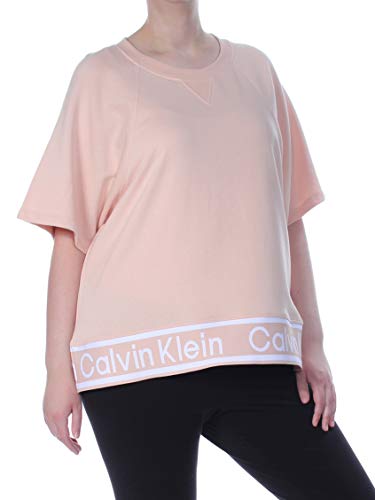 Calvin Klein Womens Logo Basic T-Shirt, Orange, 2X