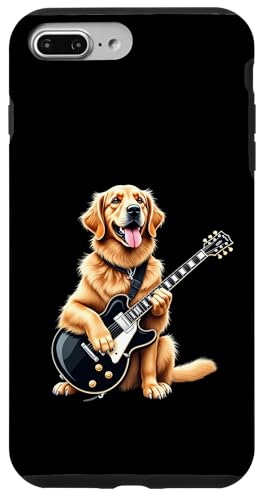 エレキギターを弾く面白いゴールデンレトリバー 音楽愛好家 スマホケース iPhone 7 Plus/8 Plus 用