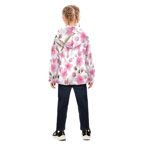 OTVEE Spring Pink Cherry Flowers Kids Hoodie Jacket Fall Spring Full Zip Warm Outwear Coat4