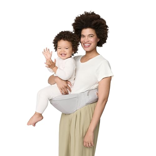 Image of Ergobaby Ergonomic Baby Carrier Hip Seat with Storage, Comfortable Wide Waistbelt and Lumbar Support (17-45 lb) from The Brand Leader in Carriers, Lift Hip Seat, Pearl Grey