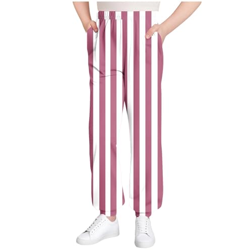 Girls Boys Casual Striped Sweatpants Elastic Waist Joggers Loose Athletic Track Pants with Pockets for Kids 3-15 Years