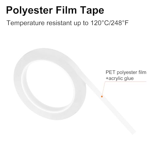 Image of uxcell 1 Rolls White 0.47 Inch x 72 Yards Polyester Film Electrical Tape PET Tape High Temperature Heat Resistant Tape for Transformer Motor Wire 5S Positioning Logo,12mm x 66m