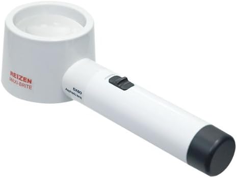 Reizen Maxi-Brite Illuminating Stand Magnifier 5X -2.4 inch -60MM Lens - Very Brite Illumination