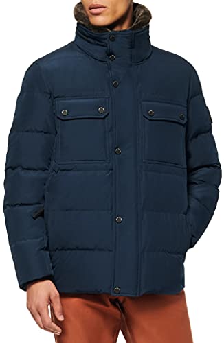 Image of Andrew Marc Men's Legacy Godwin 29.5down Filled Trucker Jacket With Removable Faux Fur Collar and Hidden Hood