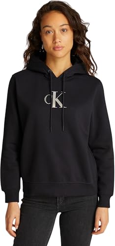 Calvin Klein Jeans Damen Hoodie Gradient mit Kapuze, Schwarz (Ck Black), XL