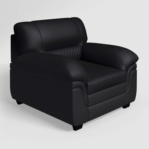 Image of Interio by Godrej Sofa Orleans Plus 1 Seater Sofa for Living Room, Leather, Black