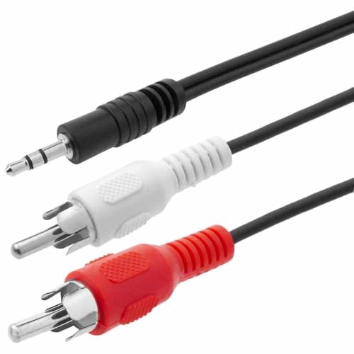 Cable Audio Estereo Jack a 2 RCA, Cable Jack 3,5mm a 2 RCA, Cable Cinch Conector Minijack Audio Estéreo, Apto para HiFi Sonido PC Amplificador Altavoz Móvil Tablet iPod TV DVD, 0.50 Metros