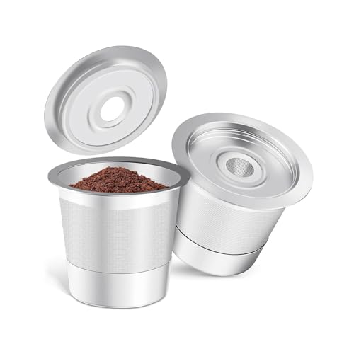 Reusable K Cups and Coffee Pods, Universal Stainless Steel Refillable K Cup - Reusable Coffee Filter for Coffee Makers Machine, Permanent, Eco-Friendly, Innovative Design (2 PCS)