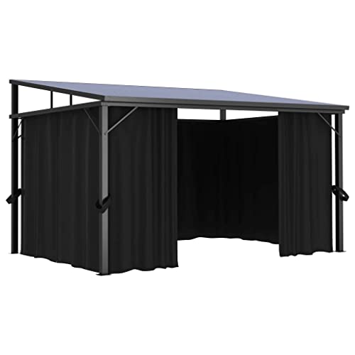 Vidaxl Gazebo With Curtain Outdoor Patio Garden Terrace Yard Lawn Camping Wedding Canopy Shelter Party Tent Marquee Uv-Resistant Anthracite #TOP6