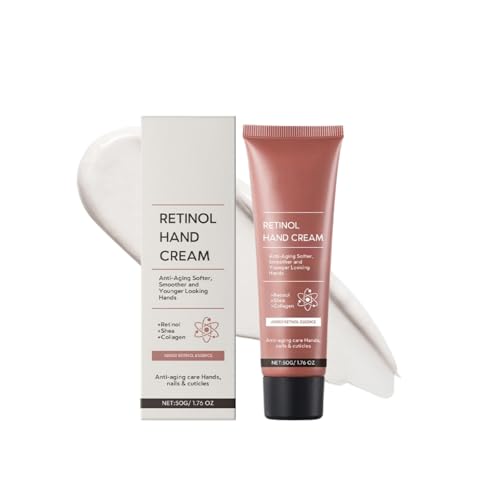 Retinol Anti-Aging Handcreme - Intensive Pflege gegen Falten, Reichhaltige Feuchtigkeitscreme für Trockene und Rauhe Hände, Schnell Einziehend, Für Zarte und Straffe Haut (1PC, 50g)