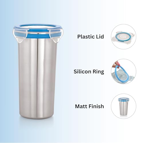 Image of STEELLOCK Stainless Steel Tumbler with Lid, 450ML, BPA Free Water Tumbler, Leak Proof, Office Tumbler, Rust-Free, Easy Grip, Easy to Carry, Travel Bottle