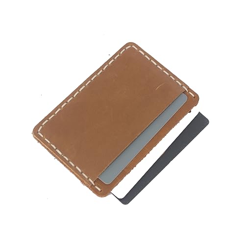 New style Handcrafted Front Pocket Card Holder, Leather Minimalist Cardcase, Credit Card Holder, 3 Card Slots (light brown)
