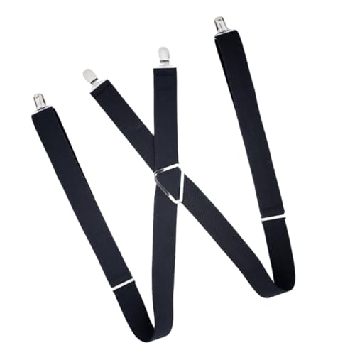 GALPADA 1Pc Adjustable X Shape Suspenders for Men Heavy Duty Elastic Braces with Strong Clips Fashionable Black Pants Strap for Casual Formal Wear