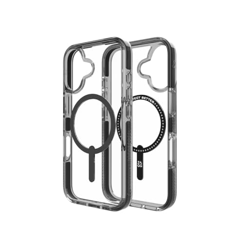 Image of ZAGG Santa Cruz Snap iPhone 16 Pro Case - MagSafe Compatible, 13ft Military-Grade Drop Protection, Graphene Reinforced, Anti-Scratch, Slim & Lightweight, 70% Recycled Content, Clear with Black Accents