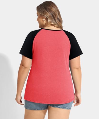 Image of CARCOS Plus Size Tops for Women Short Sleeve Shirt Summer Star /Leopard /Tie Dye /Flower Crewneck Pullover Tunic XL-5XL