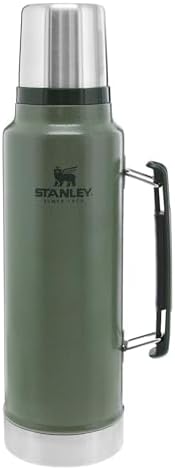 Stanley Classic Legendary Vacuum Bottle 1.5 qt | Wide Mouth with Leakproof Cup Lid | Keep Drinks Hot or Cold | Packable for Travel | Insulated Stainless Steel Thermos | BPA-Free | Hammertone Green