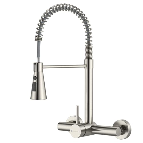 Wall Mount Kitchen Faucet with Pull-Out Sprayer