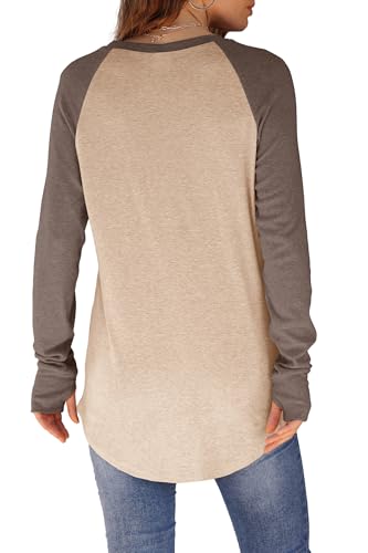 Image of XIEERDUO Womens Tunic Tops to Wear with Leggings Long Sleeve Thumb Hole Shirts Crew Neck Curved Hem