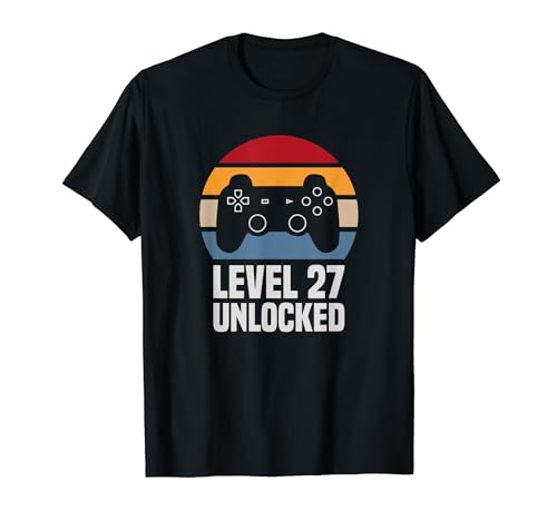 Level 27 Unlocked 27º Cumpleaños 27 Años Videojuego Camiseta