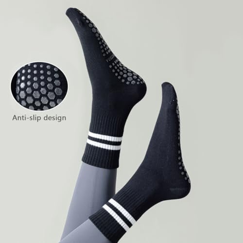 Image of Womens 4Pcs Pilates Grip Socks Non Slip Yoga Socks with Grips Barre Hospital Athletic Socks for Women