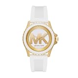 Michael Kors Orologio Everest da donna, movimento cronografo al quarzo con cinturino in acciaio inossidabile o in silicone, 40 mm, Bianco e oro