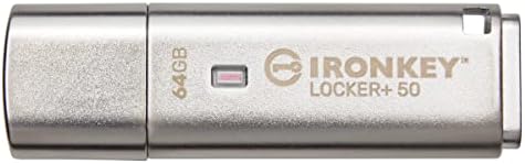 Kingston Ironkey Locker+ 50 64GB Encrypted USB Flash Drive | USB 3.2 Gen 1 | XTS-AES Protection & TAA Compliant | Multi-Password Security Options | Automatic Cloud Backup | Metal Casing | IKLP50/64GB