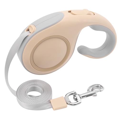 Beowanzk Guinzaglio per Cani Allungabile 5 Metri, Guinzaglio per Cani Taglia Piccola/Media, Guinzaglio per Gatti Allungabile, Freno a Una Mano, Blocco Pausa (Oro)
