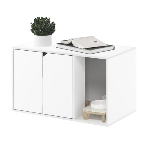 Furinno Peli Litter Box Enclosure, Solid White