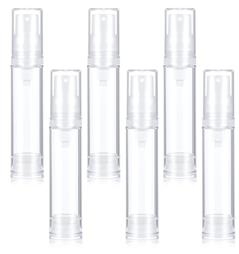 Airless Pump Bottles Travel, 6 Pcs 10ml Refillable Clear Containers Including Lotion and Spray Types, for DIY Foundation Gel Moisturiser