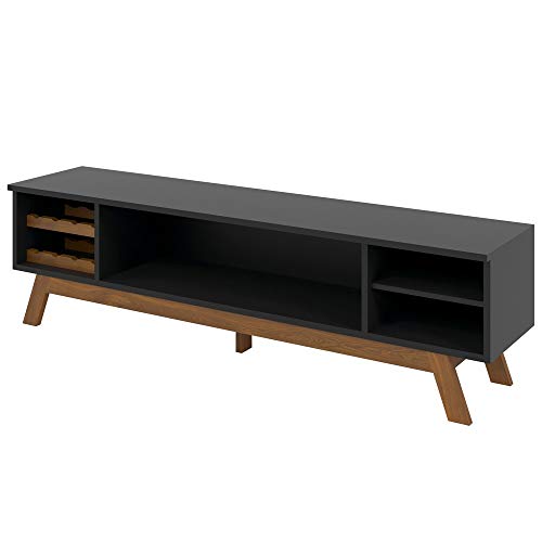 Rack Bancada Sala de Estar Scorpio Amêndoa/Preto - Gran Belo